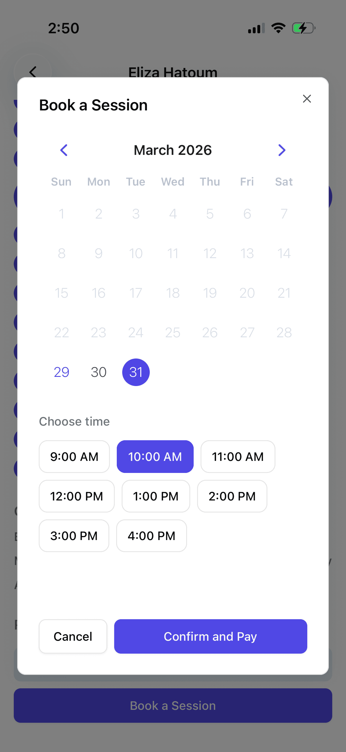 Book a session in a few taps